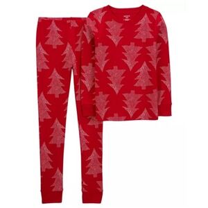 Carters Adult Unisex Red Christmas Trees Snug Fit Cotton Family Pajama Set Large
